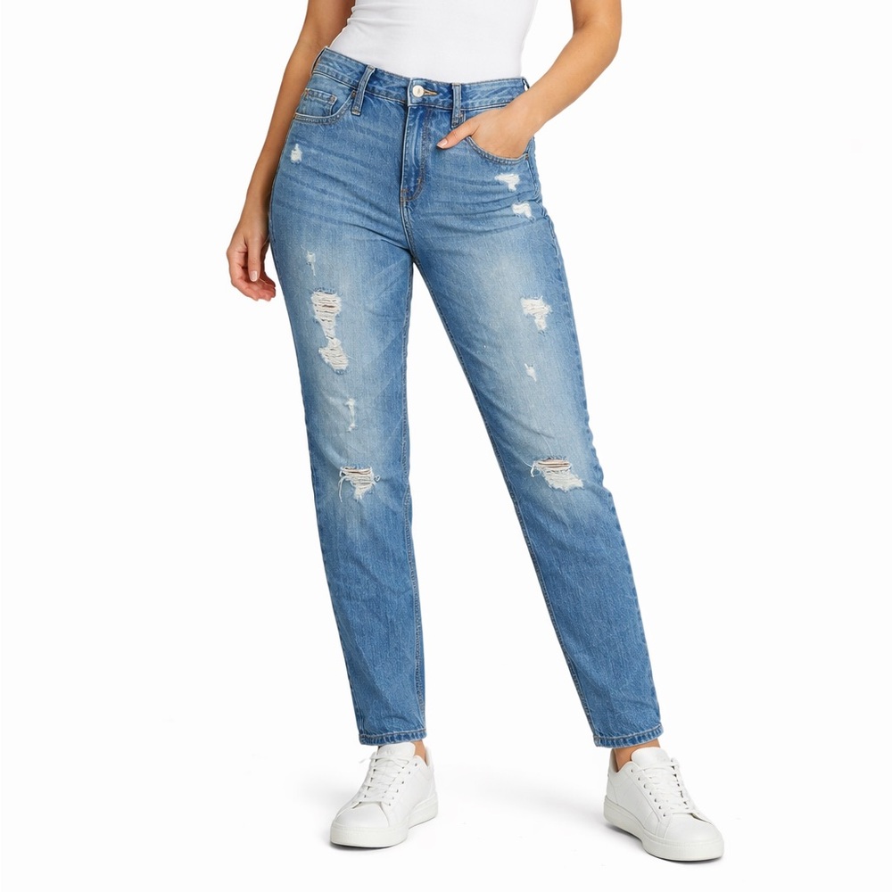 Abercrombie &‎ Fitch Boyfriend Straight Jeans Size 28 Distressed Medium Wash